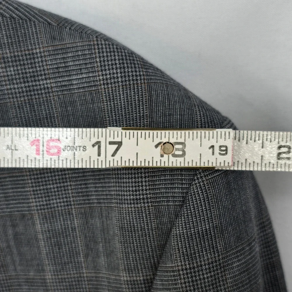 VTG Lands' End Wool Blazer Sutton Traditional Fit‎ Gray Plaid Mens 46 Reg Formal